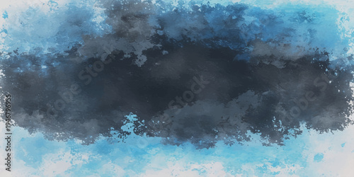 An abstract grunge background featuring a dark blue storm of clouds and smoke with light texture of moon and sea