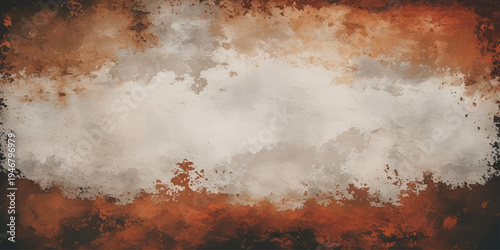 Aged texture of a dark brown rusty metal surface featuring a vintage grunge pattern with dirty paint and smoke effects against an old weathered backdrop