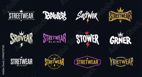 Collection of Streetwear Brand Logos with Edgy and Urban Designs.