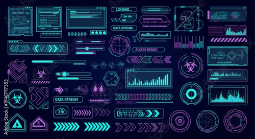 Futuristic HUD Elements - High-Tech Interface Design for Modern Applications.