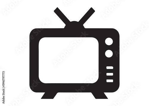 television logo silhouette vector, Vintage retro antenna television logo silhouette vector illustration, old tv logo, box tv logo, tv retro logo silhouette design on white background