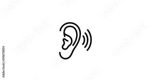 Minimalist Ear Icon: Concept of Listening, Sound, and Audio Perception Perfectly Portrayed