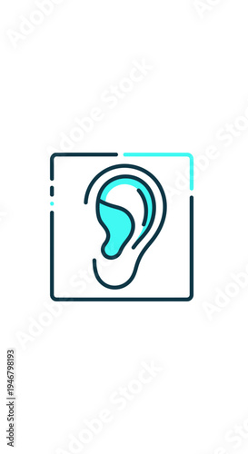 Minimalist Ear Icon Depicting Hearing Sensory Perception, Modern Design Concept