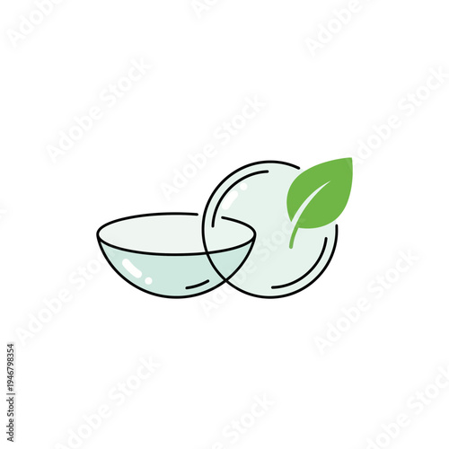 Minimalist Eye Care Concept Featuring Contact Lenses And Eco-Friendly Leaf Element