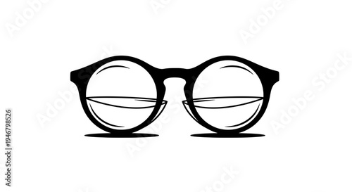 Minimalist Eyeglasses Illustration: Black Frame and Clear Lenses for Stylish Perception