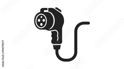 Electric car charger plug icon. Symbol of EV charging station for ecological transport. Clean energy and modern technology concept for web or app design. Vector illustration.