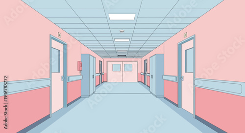 Minimalist Hospital Corridor in Pastel Colors: Calm, Clean, and Contemporary Aesthetic
