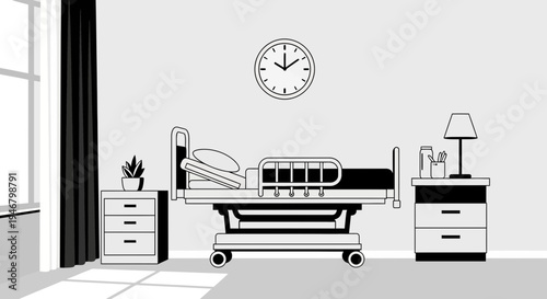 Minimalist Hospital Room Illustrates Calm Environment for Patients In a Medical Facility
