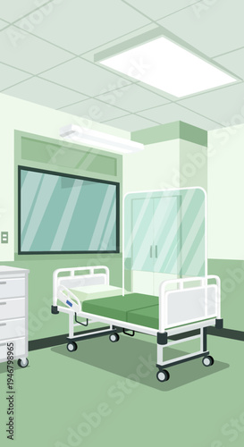 Minimalist Hospital Room Interior Depicting Clinical Cleanliness And Modern Medical Care