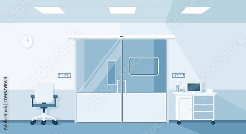 Minimalist Hospital Room Interior Depicting Modern Medical Equipment and Waiting