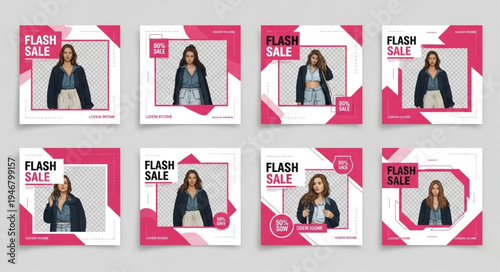 Flash Sale Social Media Post Templates with Woman Model.