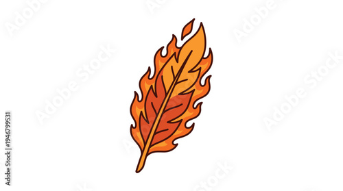 A magical fiery feather illustration, symbolizing rebirth, passion, and power. Perfect as a fantasy icon, logo, or for creative projects needing a spark of inspiration.