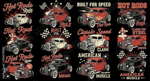Vintage Hot Rod Car Collection - Classic American Muscle and Speed.