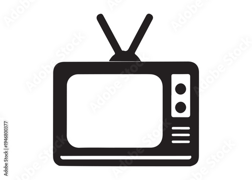 television logo silhouette vector, Vintage retro antenna television logo silhouette vector illustration, old tv logo, box tv logo, tv retro logo silhouette design on white background