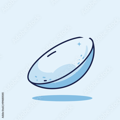 Minimalist Illustration Depicting Contact Lens with Detailed Outline and Subtle Shadow Effects