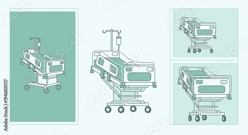Minimalist Illustration Of A Hospital Bed With Intravenous Drip System Depicted