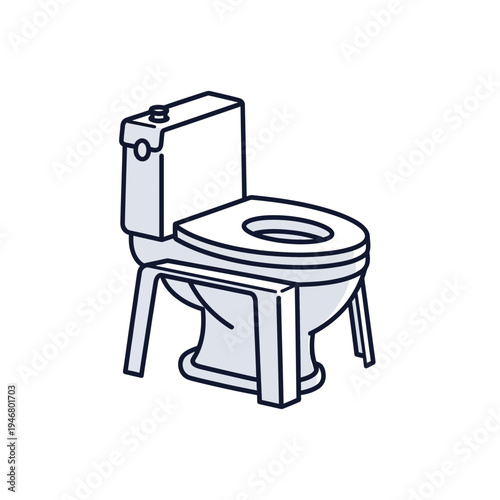Minimalist Illustration Of A Toilet With A Child's Seat, Isolated On White Background