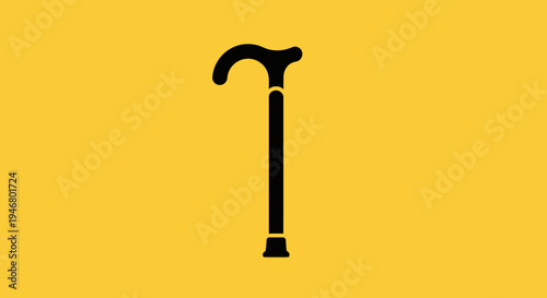 Minimalist Illustration of a Walking Stick on Vibrant Yellow Background