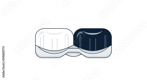 Minimalist Illustration of Contact Lens Case Design in Two Tones, Artistic Style