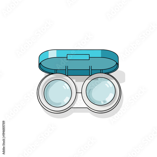 Minimalist Illustration of Contact Lens Case with Two Lenses for Eye Care and Vision Correction