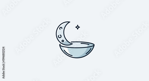 Minimalist Lunar Illustration Depicting Evening Atmosphere And Celestial Elements