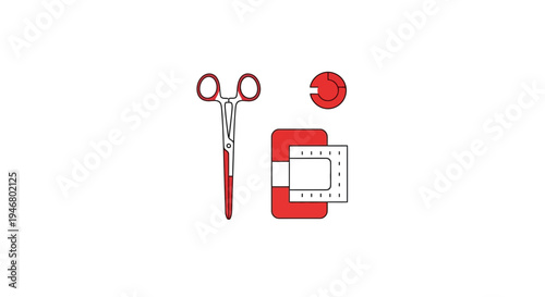 Minimalist Medical Illustration Featuring Surgical Instruments And Medical Supplies Elements