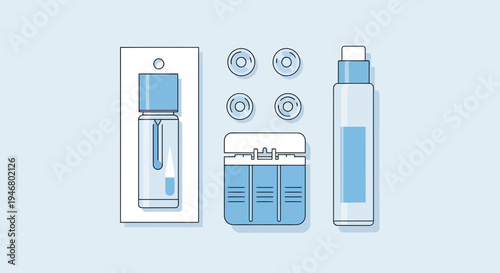 Minimalist Medical Equipment Illustration in Blue, Suitable for Healthcare and Science Projects