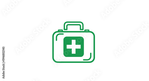 Minimalist Medical Kit Illustration Depicting Health, Emergency, and First Aid Essentials