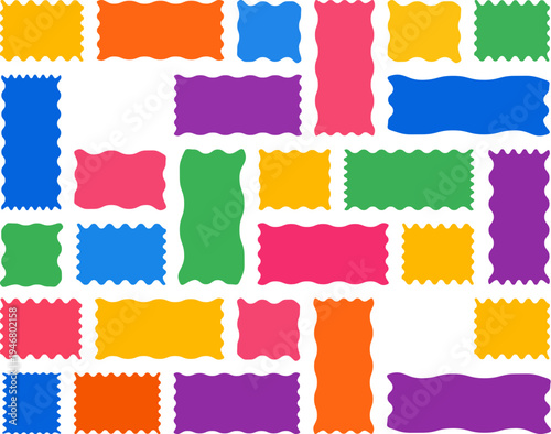 Colorful organic rectangles and squares with wavy edges. Hand-drawn vector frames, speech bubbles, and irregular shapes for text, images, and social media stories. File in EPS format.