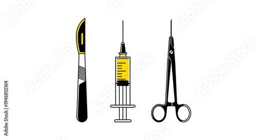 Minimalist Medical Tools Illustration Depicting Surgical Instruments for Healthcare Practices