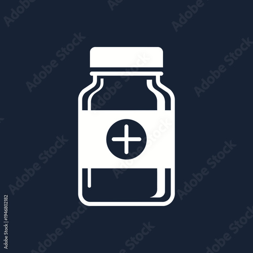 Minimalist Medical Vial Illustration Depicting Healthcare, Remedy, and Pharmaceutical Concepts