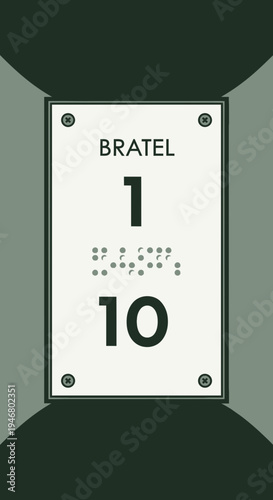Minimalist Signage Depicting Floor Number With Braille, A Clear and Modern Design