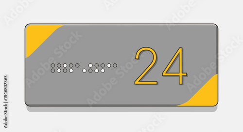 Minimalist Signage Featuring Braille and Number Twenty-Four on a Grey Background
