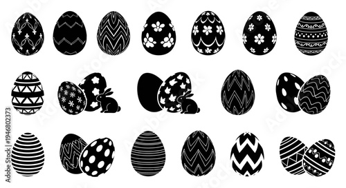 Easter Eggs Collection: Black and White Decorative Silhouettes
