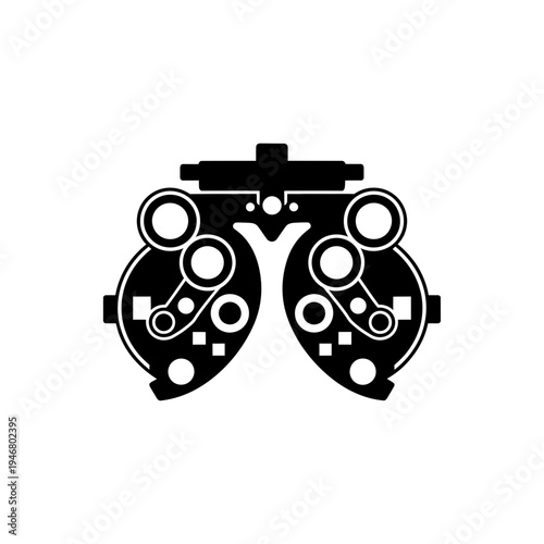 Minimalist Silhouette of an Ophthalmic Refraction Device For Eye Examination and Healthcare