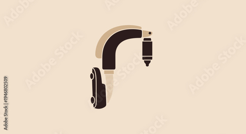 Minimalist Tattoo Machine Icon Against a Neutral Background with Unique Styling
