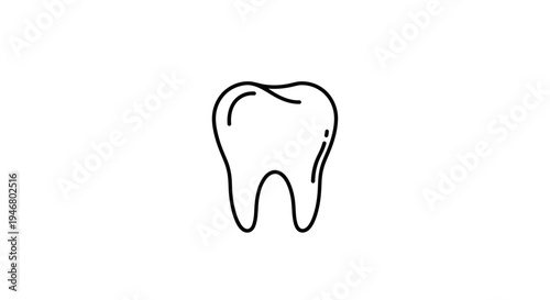 Minimalist Tooth Illustration Depicting Dental Health and Oral Care Concept