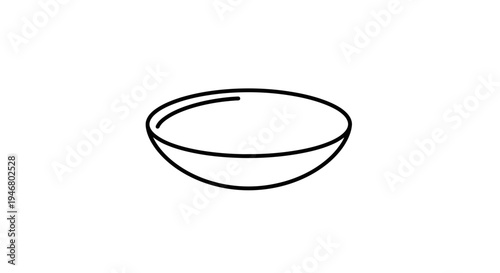 Minimalistic Bowl Illustration in Black and White Suitable for Various Design Projects