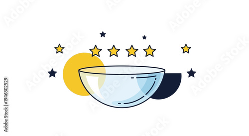 Minimalistic Bowl With Stars And Geometric Shapes For Decorative Design Illustration