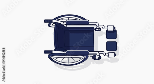 Minimalist Wheelchair Illustration Top View Against White Background For Mobility Concepts
