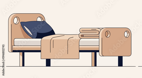 Minimalistic Illustration Of a Comforting Bed With a Pillow and Folded Blanket