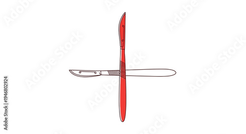Minimalistic Illustration Of Two Surgical Scalpels In Cross Shape On White Background