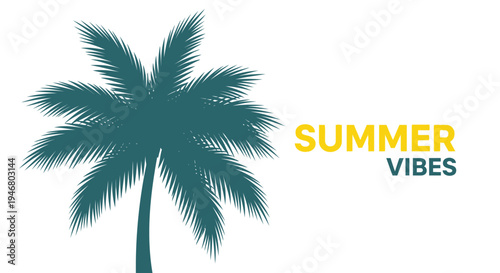 Vector palm tree icon with summer vibes text