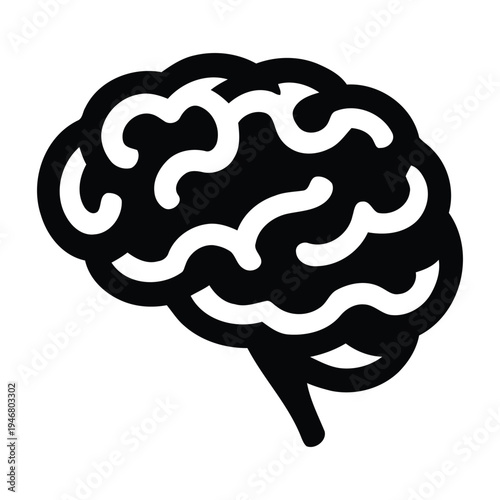 Black and white abstract of a human brain with detailed folds