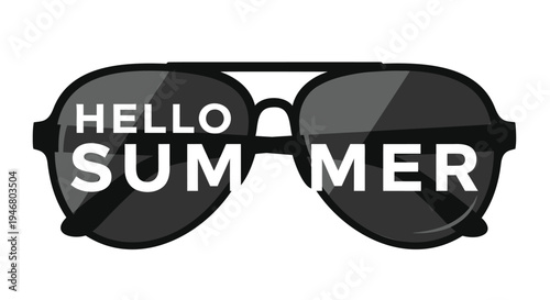 Vector illustration of sunglasses with 'HELLO SUMMER' text on lenses
