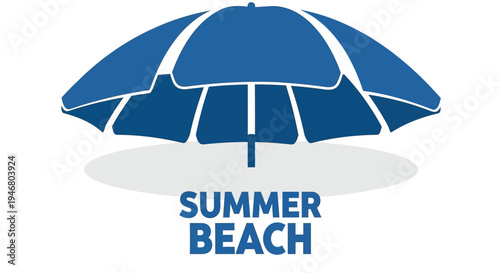 Vector beach umbrella icon with summer text
