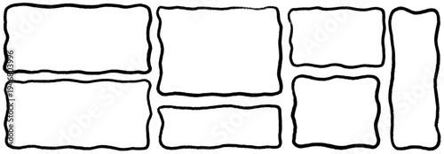 Creative black background of wiggle curves and block shapes, crayon lines design a soft frame around text, square, box and border in a fun wiggle block crayon frame.