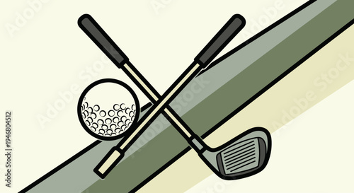 Golf Clubs and Ball on Tee.