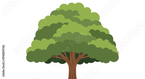 Green Tree with Thick Foliage Illustration.