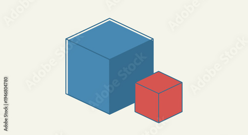 Blue and Red 3D Cubes Illustration.